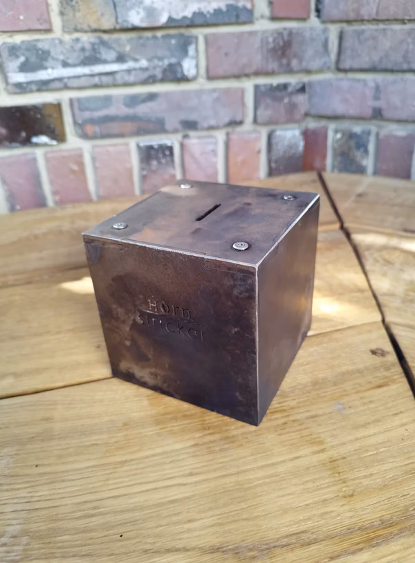 Sturdy steel piggy bank