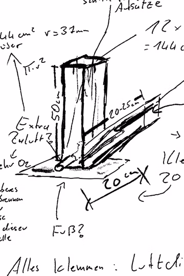 Hand sketch of the rocket stove